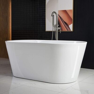59-Inch 100% Acrylic Freestanding Bathtub Contemporary Soaking Tub with Brushed Nickel Overflow and Drain 59-Inch 100% Acrylic Freestanding Bathtub Contemporary Soaking Tub with Brushed Nickel Overflow and Drain