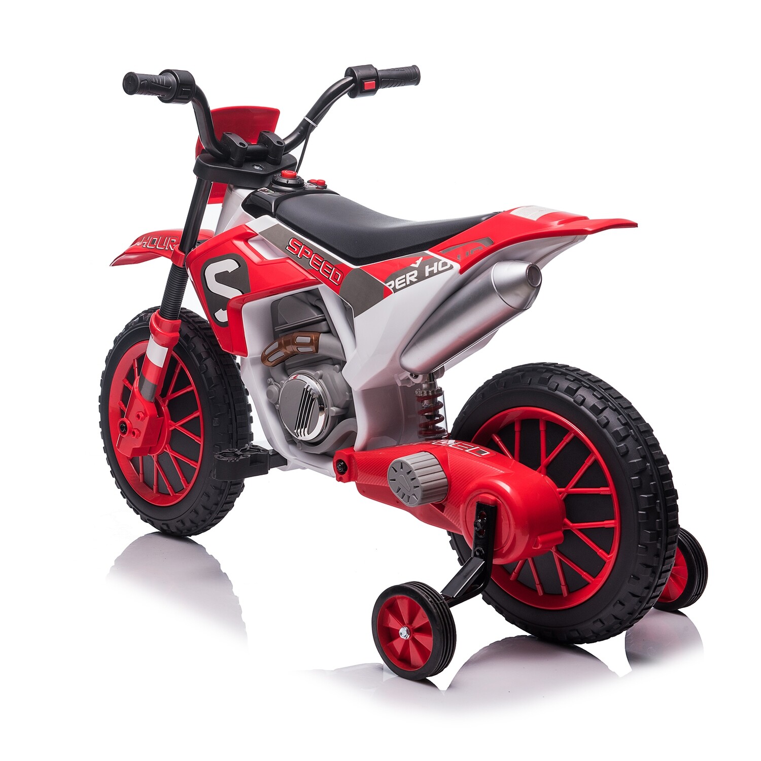 12V Kids Ride on Toy Motorcycle, Electric Motor Toy Bike with Training Wheels for Kids 3-6, Red, Options: Red+Polypropylene