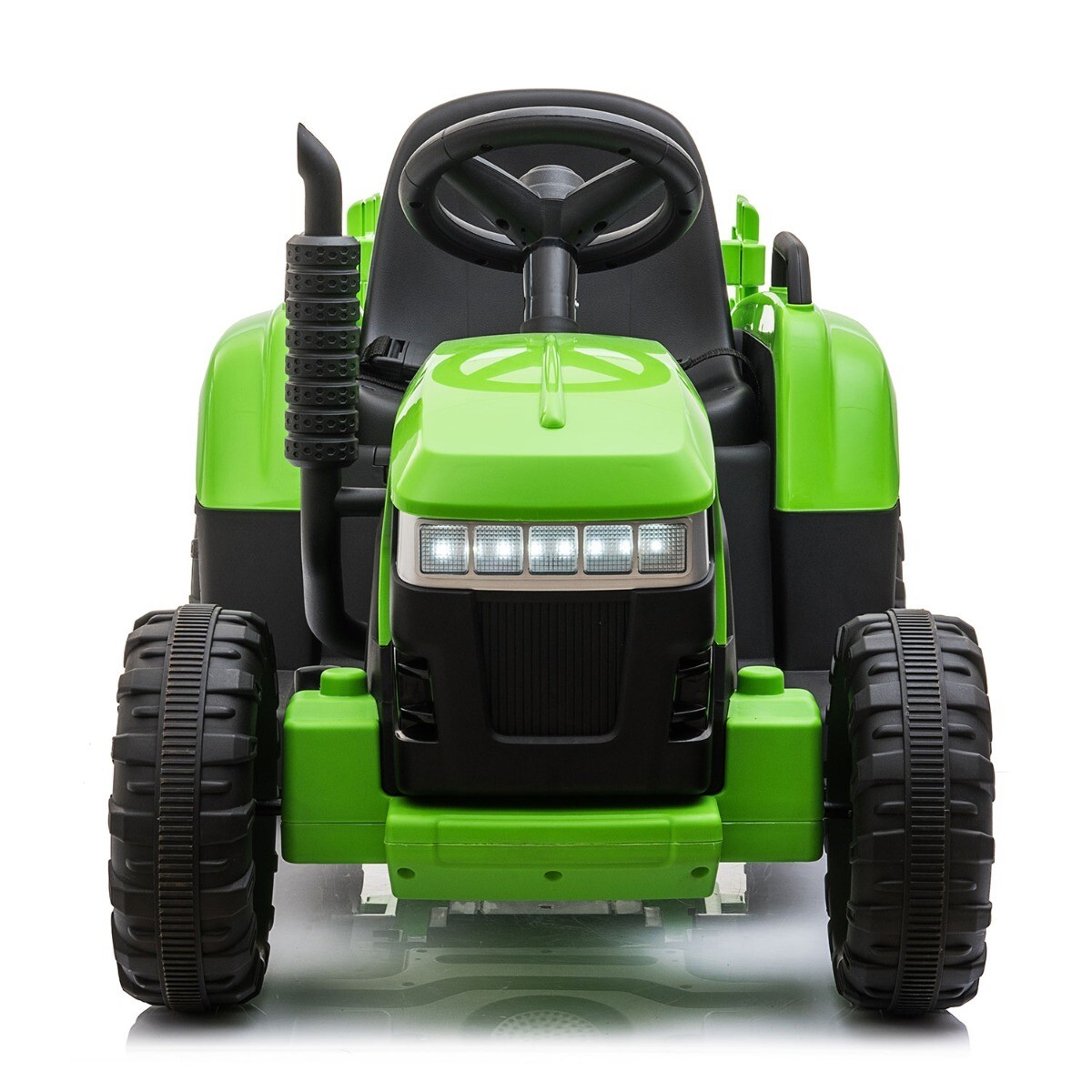 12V Kids Ride On Tractor with Trailer, Battery Powered Electric Car w/ Music, USB, Music, LED Lights, Vehicle Toy for 3 to 6 Ages, Light Green, Options: Light Green+Polypropylene