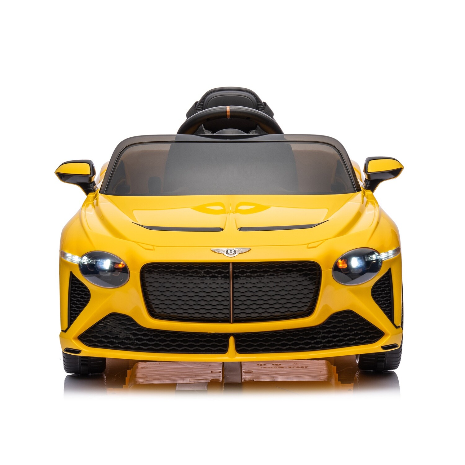 12V Battery Powered Ride On Car for Kids, Licensed Bentley Bacalar, Remote Control Toy Vehicle with Music Player, LED Light, 2 Driving Modes, Options: Yellow+Polypropylene