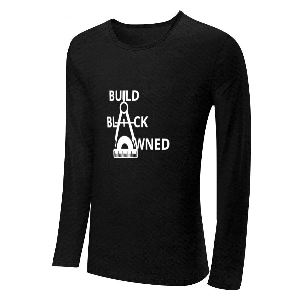 Build Black Owned Round Neck Long Sleeve T-Shirt, Size: L