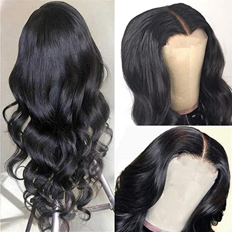 Female Long Curly Hair Black Medium Points Large Wave Chemical Fiber Head Set Wig, Color: Black
