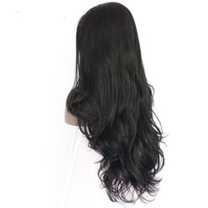 13x 4 Black Front Lace Large Wave Synthetic Wig 150% Density Natural Hairline Women's Chemical Fiber Hair Set, Color: 20 english inches
