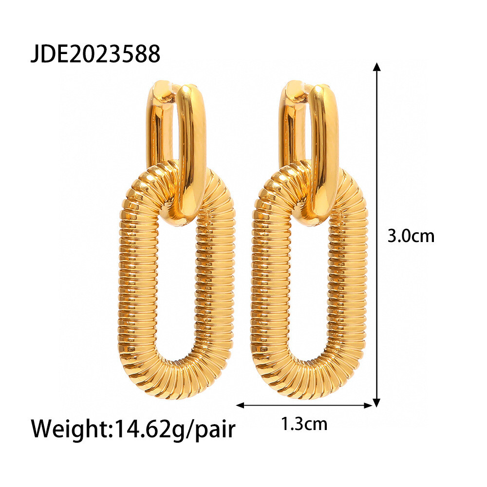 New Exaggerated 18K Gold-plated Stainless Steel Chain Earrings Jewelry High Trend Fashion Earrings, Color: JDE2023588