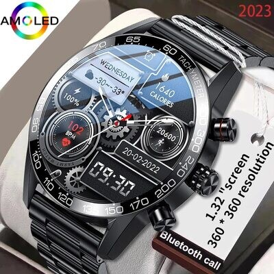 Lige 360 AMOLED HD Screen Watch For Men Smart Watch Bluetooth Calling Smartwatch 2023 Fashion Business Clock New Smartband Man