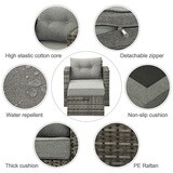 Outdoor Wicker Furniture Single Armless Chair with Ottoman, Options: Gray+Garden & Outdoor+Aluminium