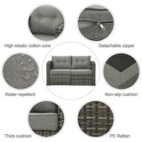 Outdoor Wicker Loveseat Patio Furniture, Options: Gray+Garden & Outdoor+Iron+Plastic