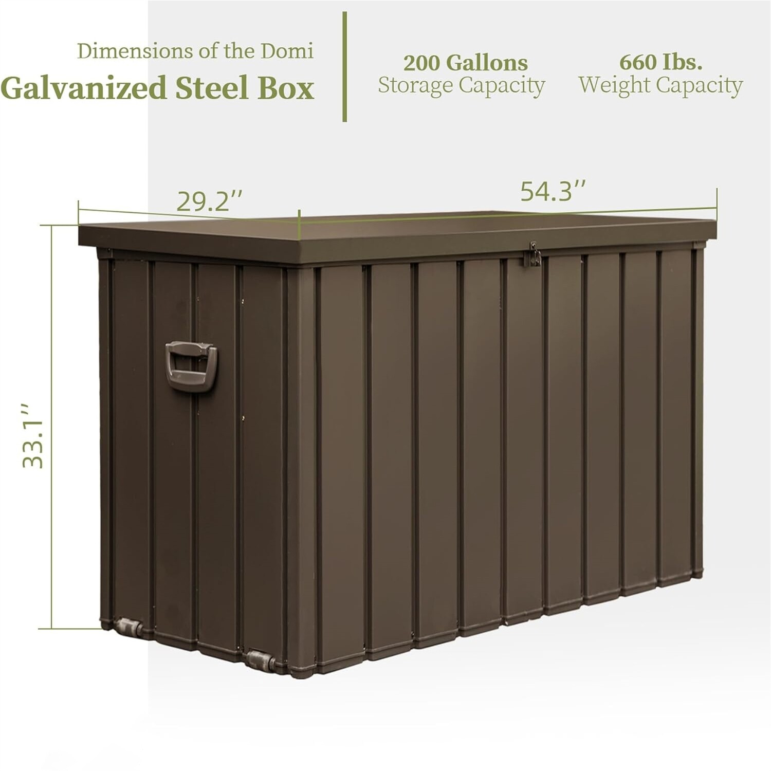 200 Gallon Outdoor Storage Deck Box Waterproof, Large Patio Storage Bin for Outside Cushions, Throw Pillows, Garden Tools, Lockable (Dark Brown), Options: Dark Brown+Steel
