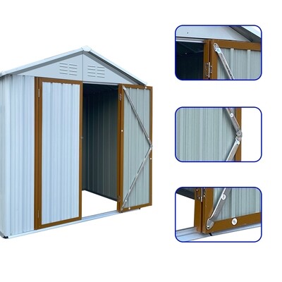 Outdoor Storage Shed 4'x6' FT Apex Roof White+Yellow