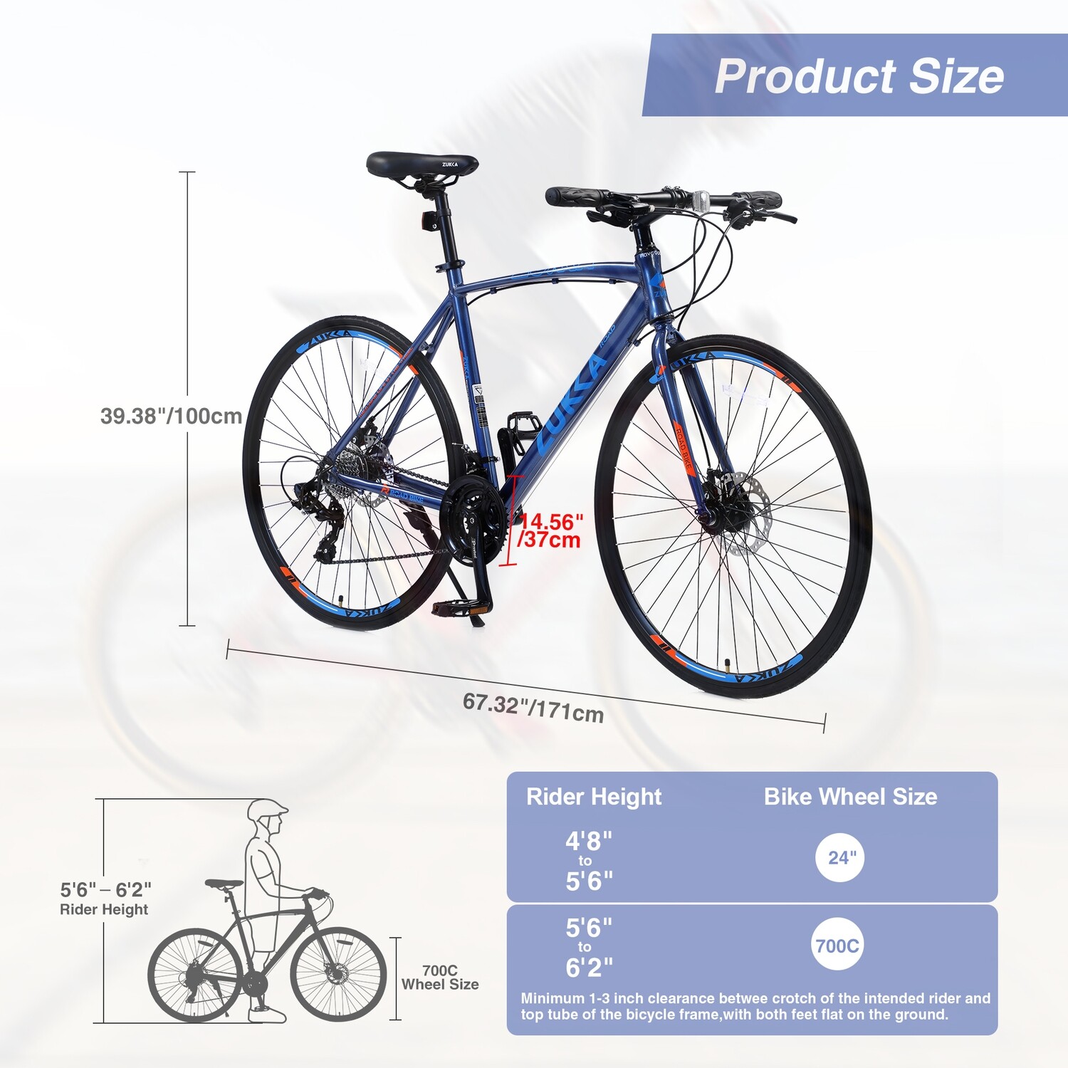 24-Speed Hybrid Bike Disc Brake 700C Road Bike For Men or Women City Bicycle, Options: Cycling+Blue+Garden & Outdoor+Aluminium