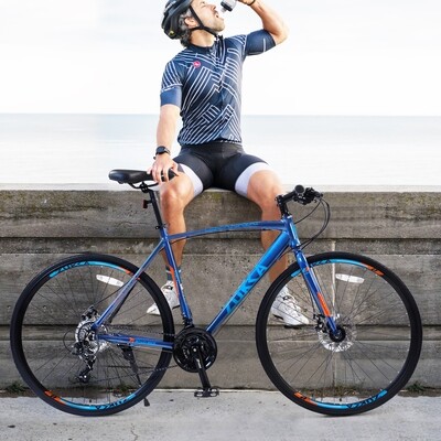 24-Speed Hybrid Bike Disc Brake 700C Road Bike For Men or Women City Bicycle