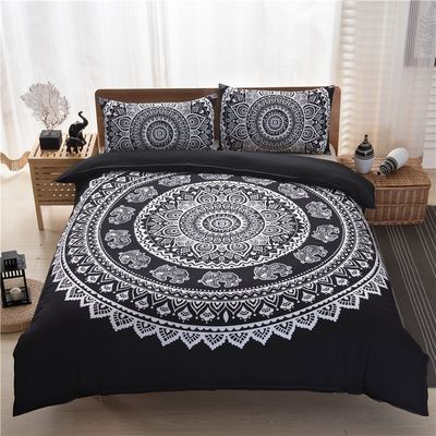 Home Textile Bedding Bohemian Ethnic Style 3-Piece Set 7 Patterns, Dimensions: Twin 175*230 (two-piece set), Pattern: Folk style (black)