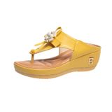 Flip-Flops Women's Outdoor Flower Summer Thick-Soled Wedge Muffin Design Toe Sandals, Size: 35=4.5 US WOMEN, Color: Yellow