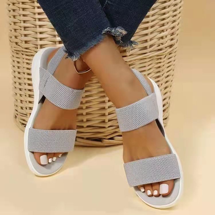 Plus Size Summer Fashion Casual Flying Woven Sports Casual Women's Sandals, Size: 36=5.5 US WOMEN, Color: Grey