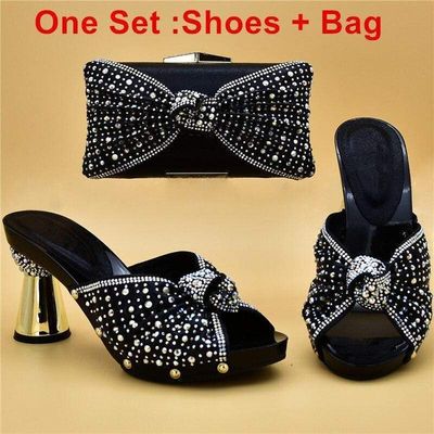 Crystalline Allure Collection New Arrival Italian Shoes with Matching Bags Women Shoes and Bags Set for Prom Party Summer Sandal High Quality Pumps
