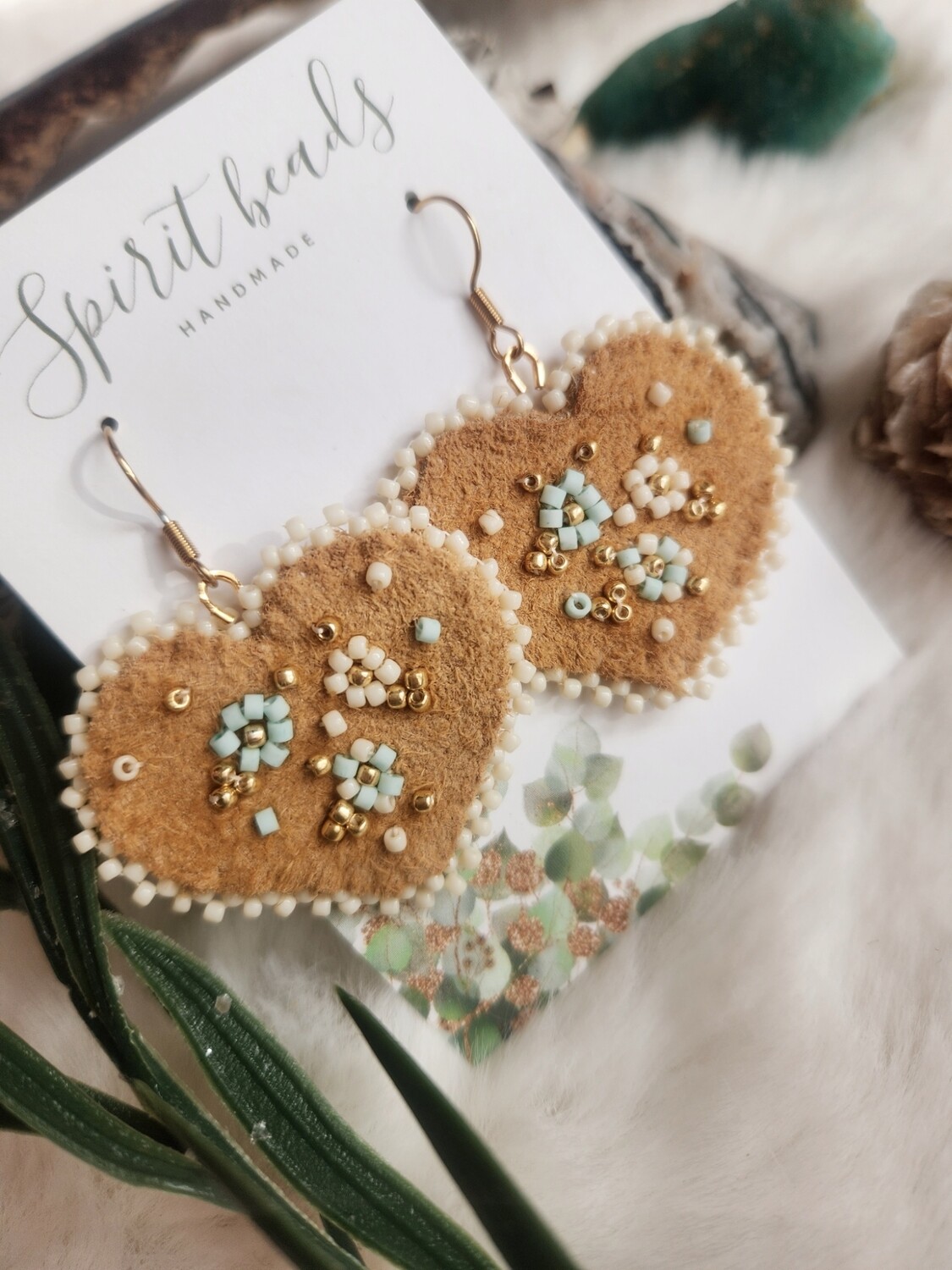 Blue floral moose hide hearts