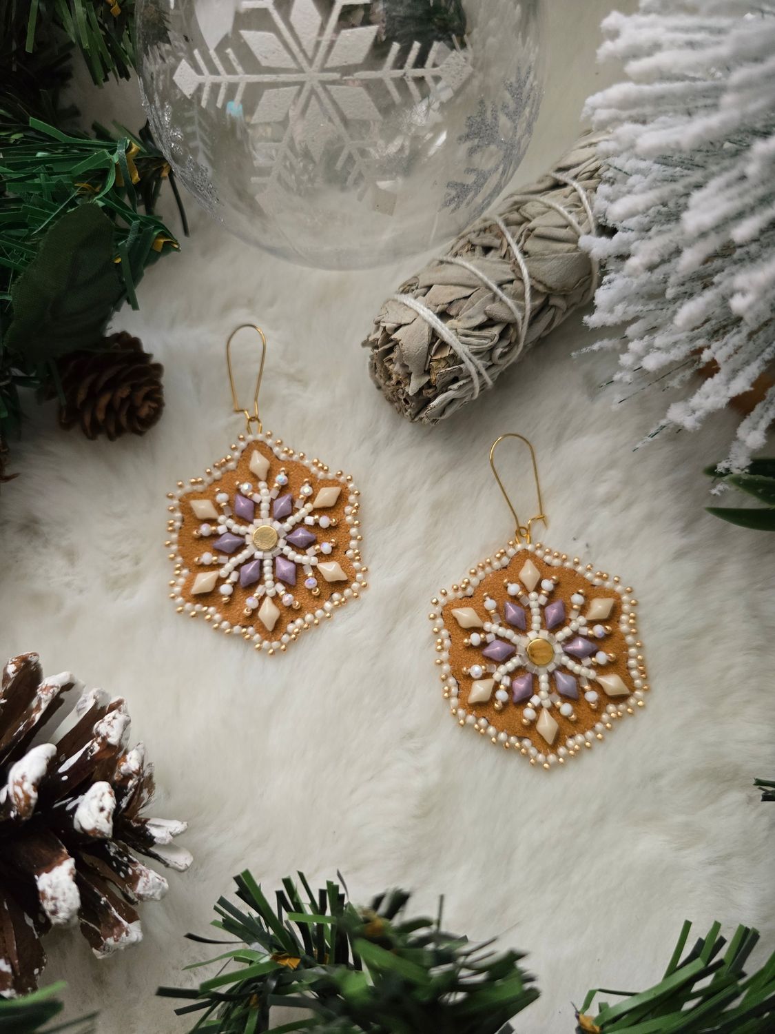 24k gold purple snowflakes