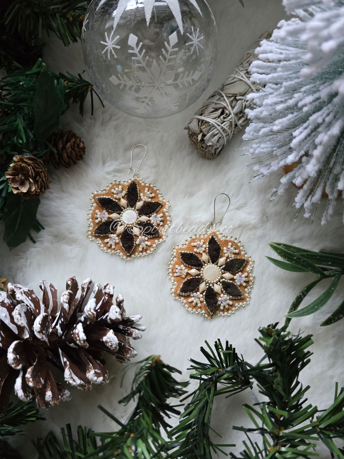 Large black reindeer tuft snowflakes