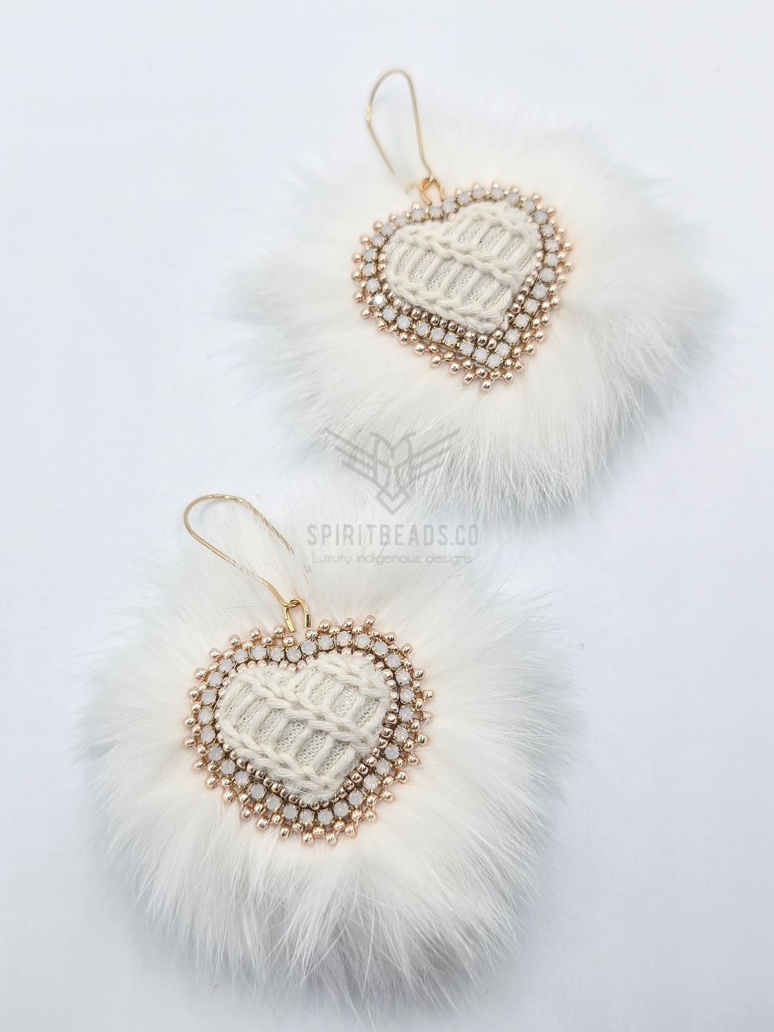 Rabbit fur knitted hearts