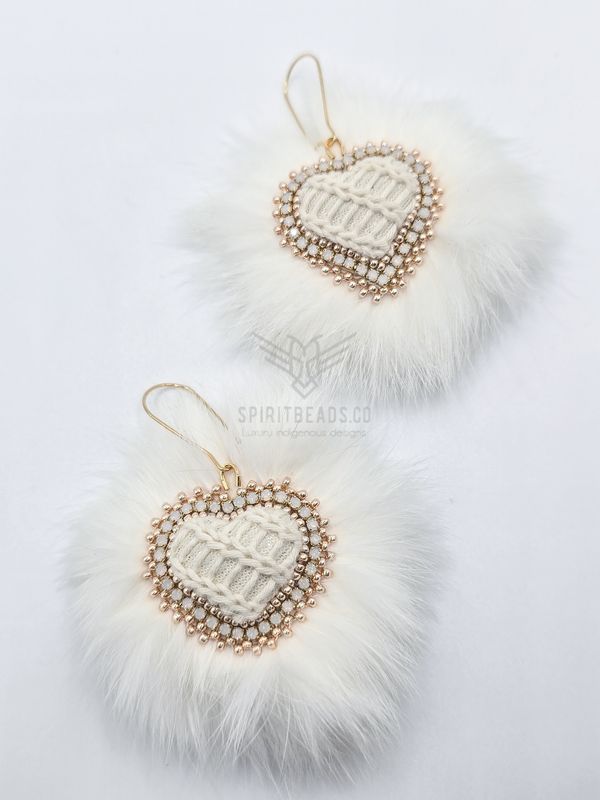 Rabbit fur knitted hearts