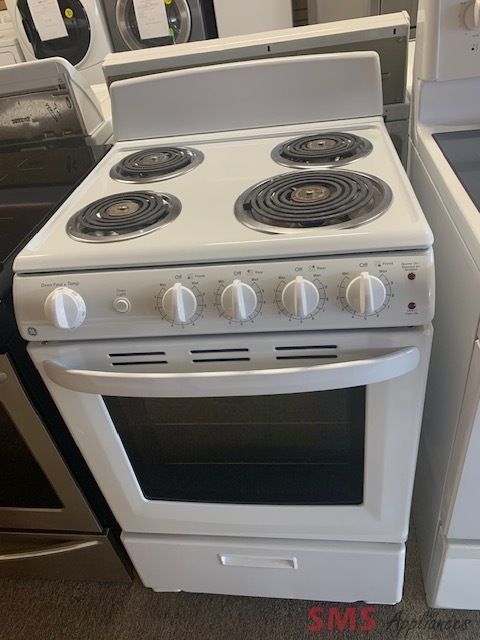 GE 24" Electric Slide-In Coil Range with Storage Drawer White