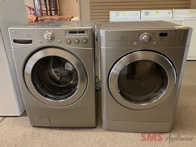 LG w/d set. washer 5.2 cu. ft.  Model: WM2355CS
LG dryer. Model: DLE9577SM. Dryer: 7.2 CU.FT. Dimensions: H- 39”, W- 27”, D- 27”