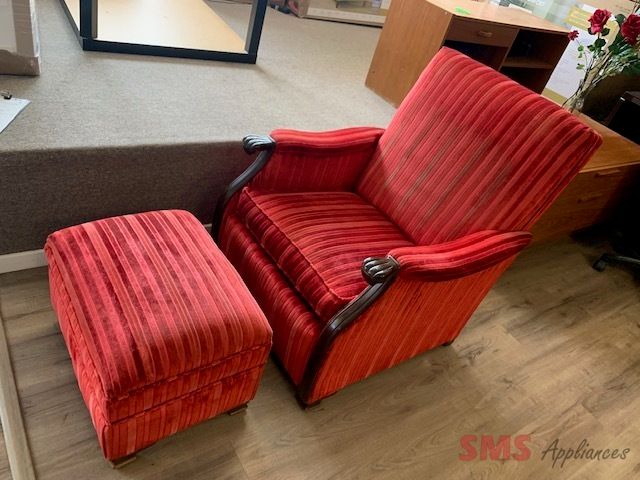 Red recliner with ottoman