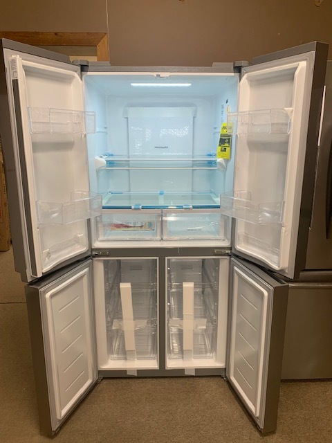 Open Box Frigidaire Scratch & Dent refrigerator. 4 Door  33 inch. M/N: FRQG1721AV.  17.4 cu. ft. Capacity