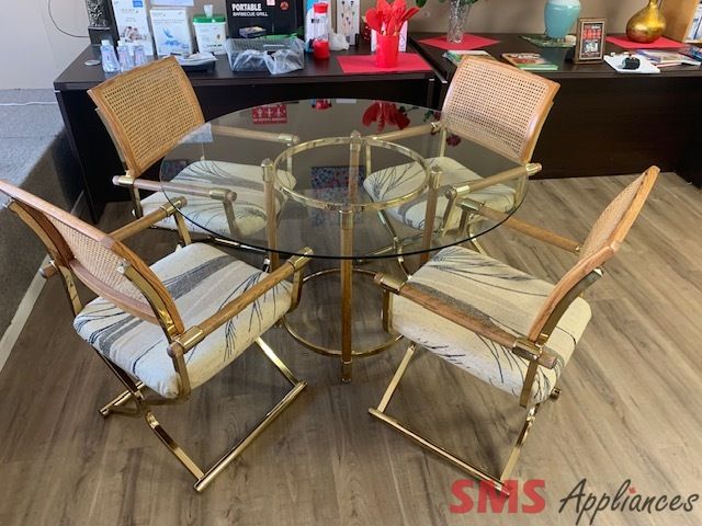 Dining Table Set-Tempered Glass Table 48" with 4 Chairs