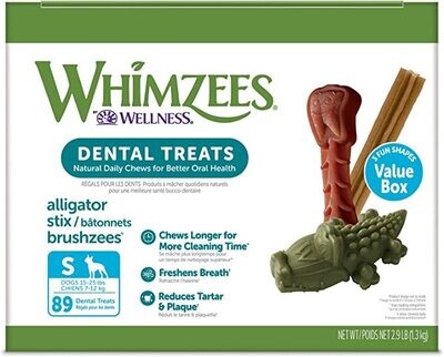 WHIMZEES by Wellness Value Box Dental Chews Natural Grain-Free Dental Dog Treats, Small, 89 count