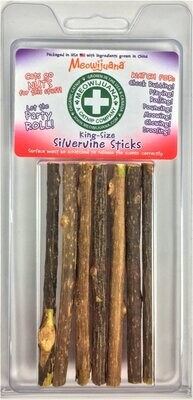 Meowijuana King Sized Silvervine Cat Sticks, 6 count