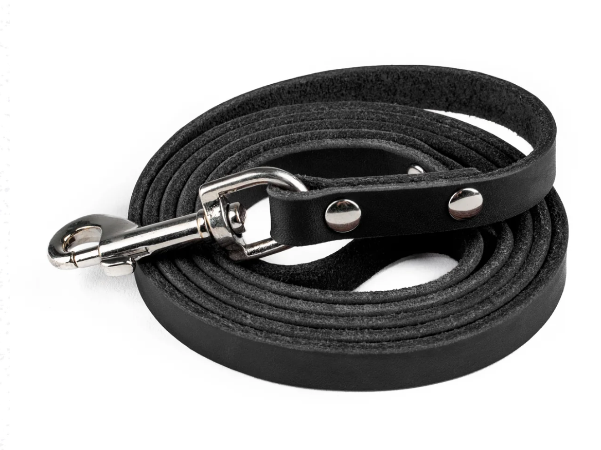 Might Paw Leather Leash Black