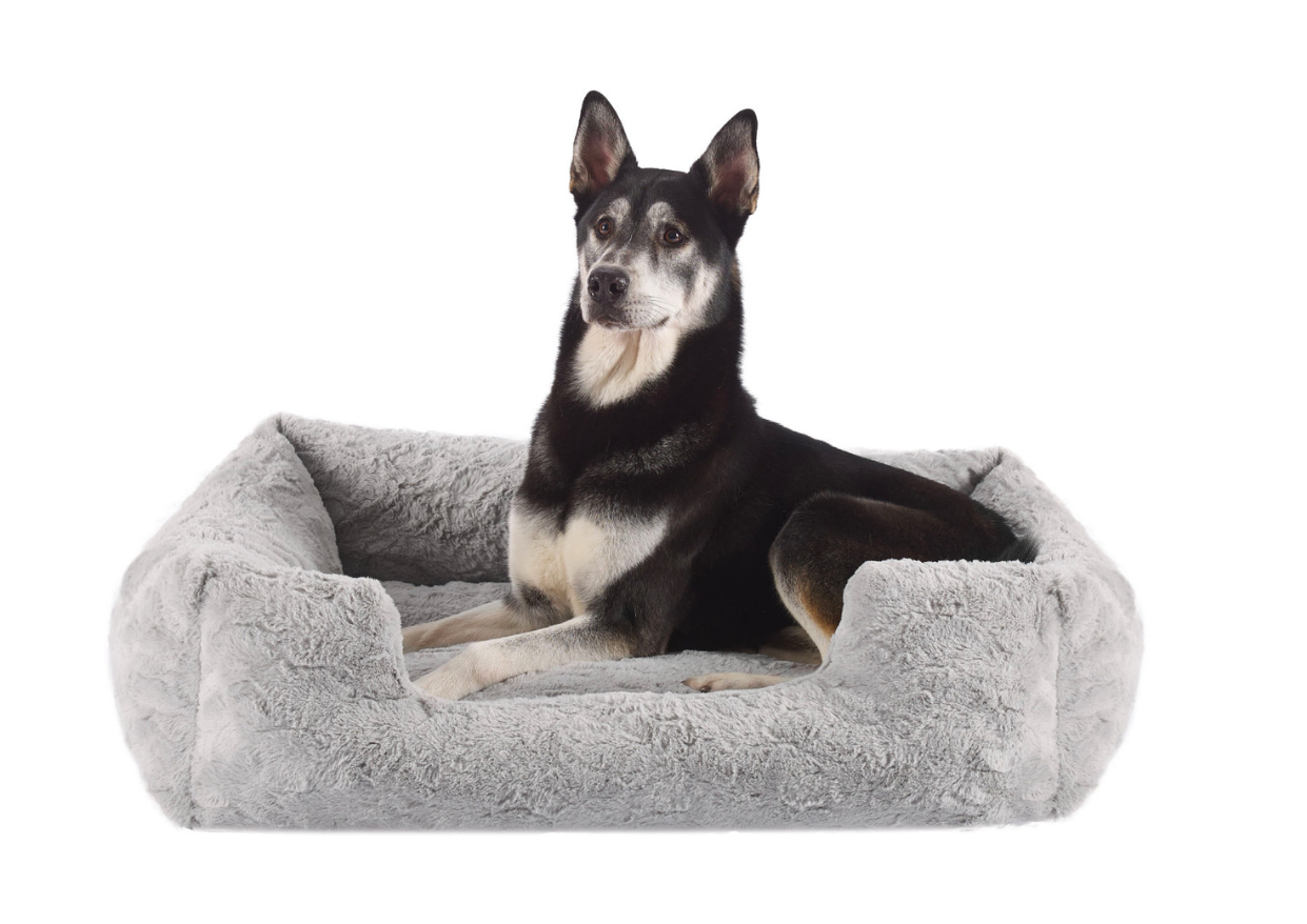 Outward Hound Soothe &amp; Snooze Lounge Lux Dog Bed, Grey, 36&quot;x27&quot;