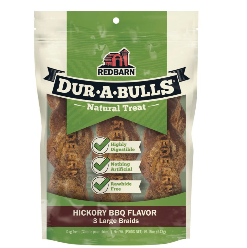 Redbarn Pet Products Dur-A-Bulls Braid Hickory BBQ, 1ea/3Ct, LG