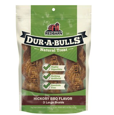 Redbarn Pet Products Dur-A-Bulls Braid Hickory BBQ, 1ea/3Ct, LG