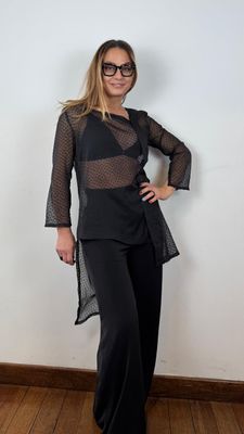 BLUSA PERLA NEGRO SEMITRANSPARENTE