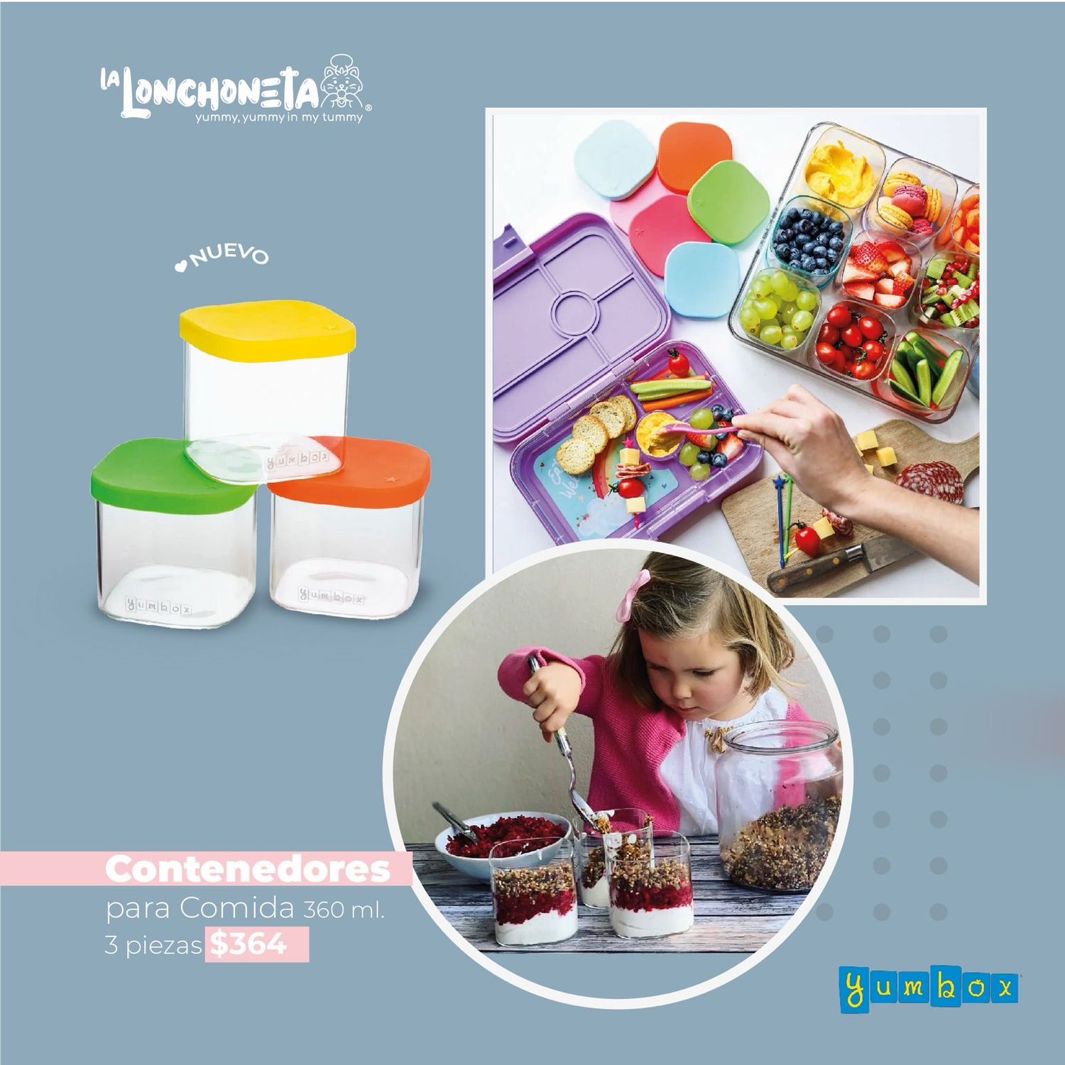Mini contenedores de comida Yumbox 3 pzas