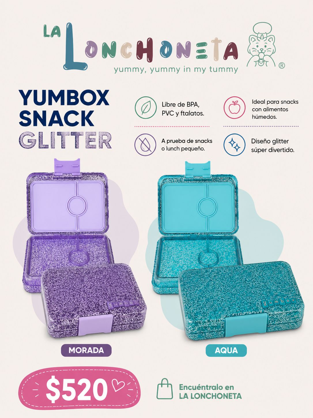 Yumbox Snack Glitter Aqua