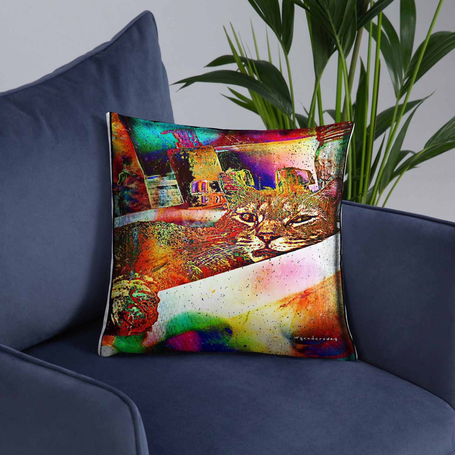 CAT CHAT THROW PILLOW