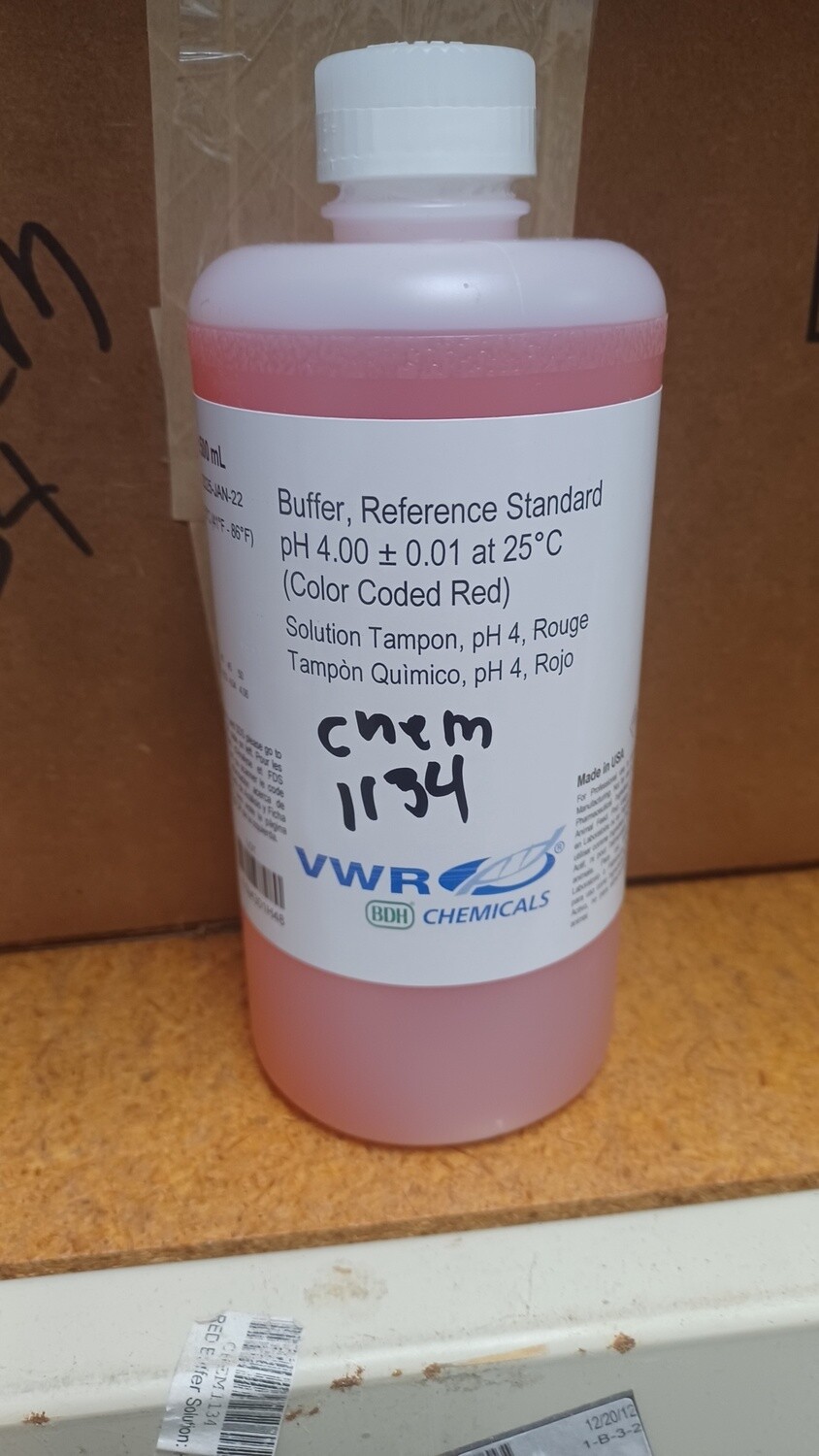 RED Buffer Solution: pH 4 (500mL)