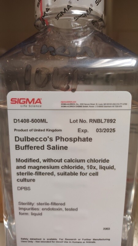 Dulbecco&#39;s Phosphate Buffered Saline D1408-500ML