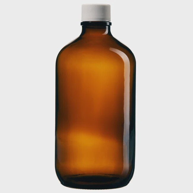 Thermo Scientific™ I-Chem™ Boston Round Narrow-Mouth Amber Glass Bottles with Closure 1000 ml Processed Level  05-719-87 Case of 12