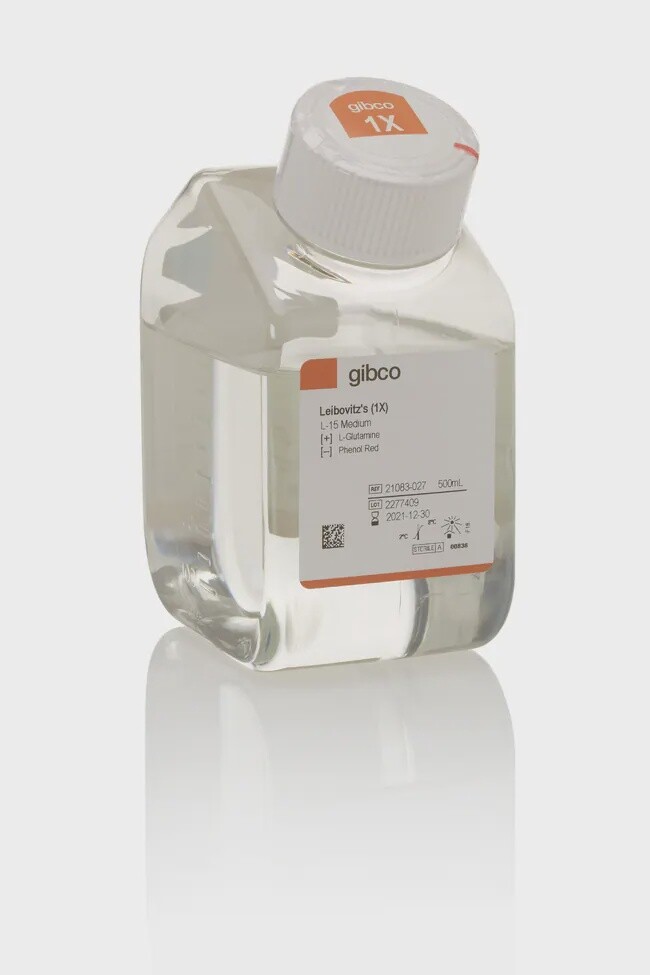 Gibco™ Leibovitz&#39;s L-15 Medium, no phenol red, 500 mL - 21-083-027