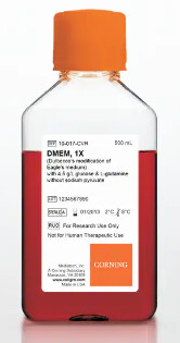 Corning™ DMEM With L-Glutamine and 4.5g/L Glucose; Without Sodium Pyruvate - 6x500mL - CS of 6 - MT10017CV/10017CV