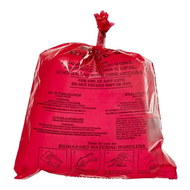 Red Biohazard/Autoclave Bag 8 1/2&quot;x 11&quot; / roll of 25 - SAFE4026ROLL - 13-717-277