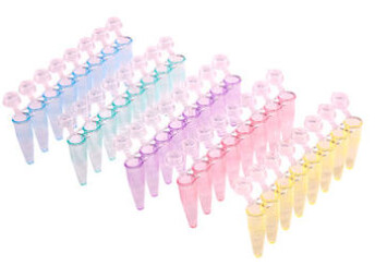 TEMPASSURE PCR FLEX-FREE 8-TUBE STRIPS, ATTACHED INDIVIDUAL OPTICAL CAPS - Assorted colors, 0.2mL - 1402-4708