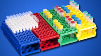 MiniFlip microcentrifuge and PCR tube rack set, includes 4 color racks and 2 clear lids - 2353-1200