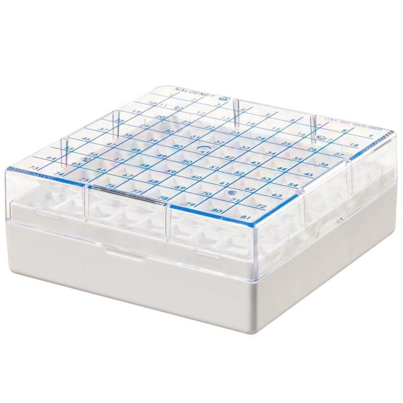 WHITE PLASTIC-CRYOBOX W/BLUE GRID 81 PLACE ..