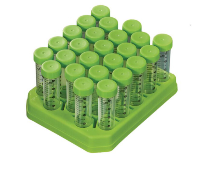 50ml Conical Tubes, Purple/Green Top rack of 25