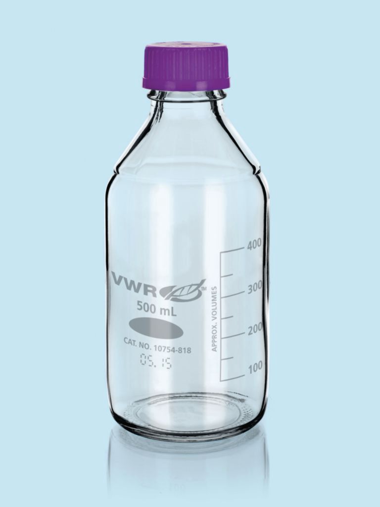 500ml Glass Media Bottle Purple Top